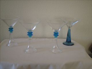 Four Bombay Blue Sapphire Martini Glasses