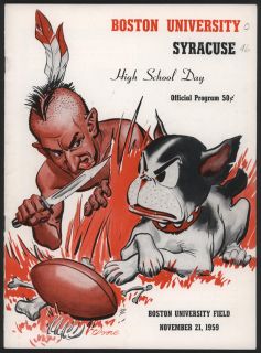1959 Syracuse vs Boston University Football Game Program