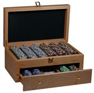Solid Wood Poker Chip Box New Wooden Poker Set Case Holds 500 Chips 