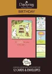Really Woolly Birthday Boxed Cards Pkg 12 w Envelopes Mixed Scripture 
