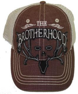 Bone Collector Brown and White Mesh Brotherhood LogoD Deer Hunting 