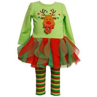 Bonnie Jean Christmas Reindeer Tutu Dress and Leggings Set 2T
