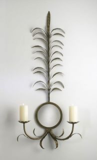 wrought iron feather candle wall sconce tuscan xl