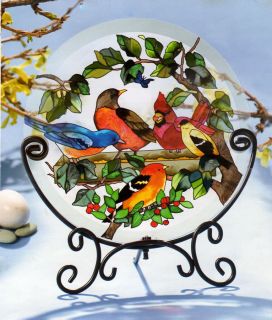 Birds Cardinal Robin Canary 22x13 Stained Glass Panel