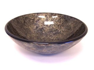   Hand Paint Bathroom Tempered Glass Vessel Sink bowl ~Black & Silver