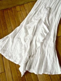 New Jane Booke White Linen Ruffle Train Wedding Dress 2