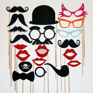 Photo Booth Props Hat Mustache on A Stick Wedding Event Party 