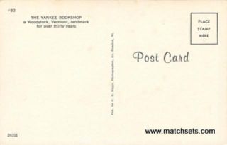 Vintage divided postcard of THE YANKEE BOOKSHOP #B3 WOODSTOCK, VT 