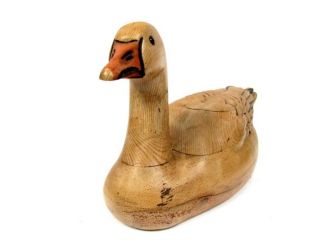 Tom Taber GOOSE Duck Decoy Unlimited Wood Carving Wooden 22 Natural 