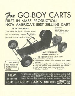  Vintage Very RARE 1959 Fox Go Boy Carts Go Kart Ad