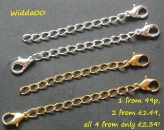   Gold Clip on Safety Chain Extenders Necklace Bracelet from 99P