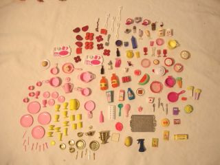 152 Pieces of Barbie Bratz & Other Dolls Dollhouse FOOD Accessories 