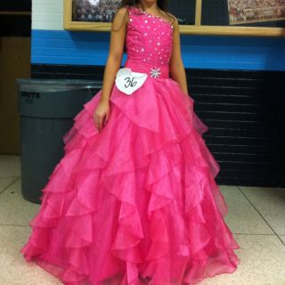 Beautiful Pageant Formal Dress Long Youth Child Pink