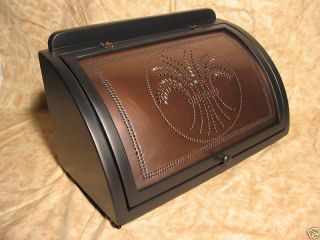 Wooden Antiqued Punched Copper Bread Box SBCW Hand Made in The USA 