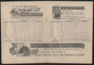 1890 Brooklyn vs Boston NL Baseball Scorecard