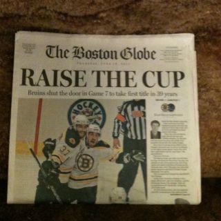 Boston Globe Bruins Stanley Cup 2011 Newspaper June 16 2011 World 