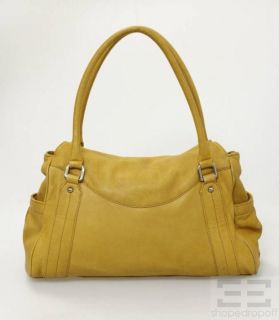 Botkier Mustard Yellow Leather Fold Over Tassel Trim Handbag
