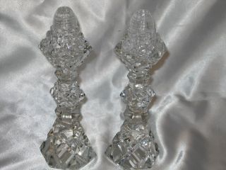 Antique Large Crystal Glass Art Deco Salt Pepper Shakers 8 25in Tall 