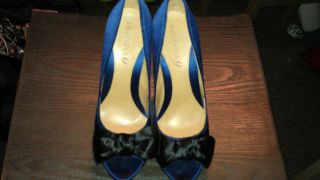 Boutique 9 Blue Suede Peep Toe Heels Size 7 1 2 Great OFFER Best Buy 