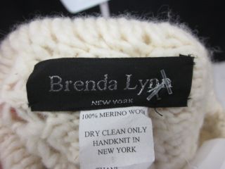 you are bidding on a new brenda lynn ivory wool knit sweater poncho 