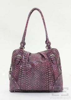mania purple embossed leather bowler shoulder bag