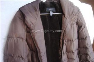 ALFANI Women Size Medium Brown Down Bubble Jacket with Hood