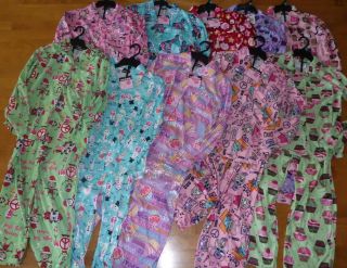 Girls Joe Boxer Flannel Coat Pajamas Set PJs Size 10 12 Stars Xmas 