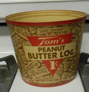 TOMS PEANUT LOG CONTAINER WAXED CONTAINER ADVERTISING VINTAGE