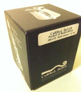 CARROL BOYES WINE STOPPER. UNUSED IN BOX. FUN PIECE FROM SOUTH AFRICA 