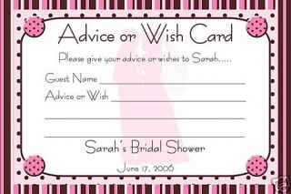 Bridal Wedding Shower Advice Wish Cards Dots