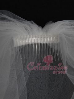 4T White Cascading Satin Edge Fingertip Bridal Veil (TS110026)