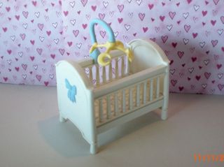   Price Loving Family Dollhouse Nursery Baby Boys Crib & Blue Mobile