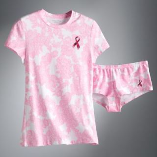 Simply Vera Wang Breast Cancer Lace Tee Boyshorts Set