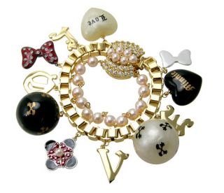 disney couture minnie mawi gold love charm bracelet