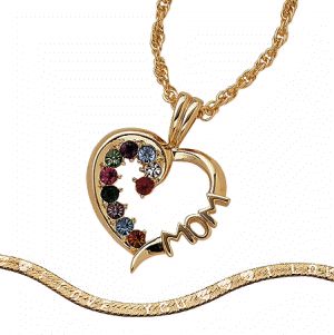   Birthstone Necklace 14k Gold Family Pendant Austrian Crystal Bracelet