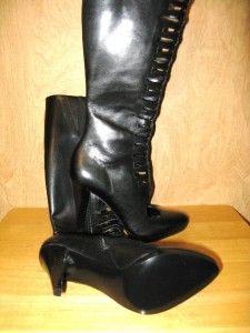 New $231 Calvin Klein Womens Brielle Knee High Cutout Leather Boots 6 
