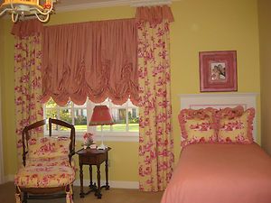 Vera Bradley Custom Made Twin Bed and Window Bedding Set Pink Yellow 