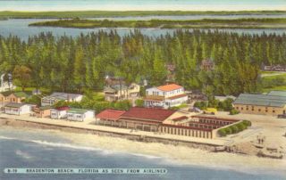 Aerial View of Bradenton Florida Vintage Postcard 71E
