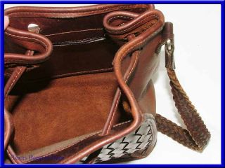 Brighton Purse Brown Leather Western Southwest Weave Shoulder Bag 