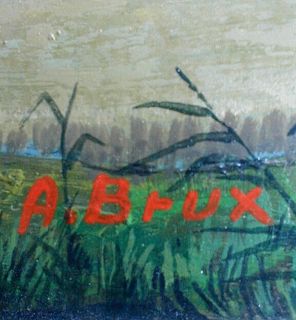 Oil Painting Alfred Brux Surreal Belgium Windmill Listd