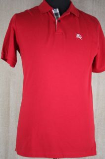 Burberry Mens Brit Polo Nova Check Polo Shirt Size Small Red $150 