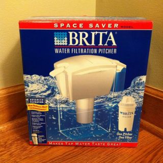 Brita Space Saver Water Filtration Pitcher With 1 Filter 6 Cup 
