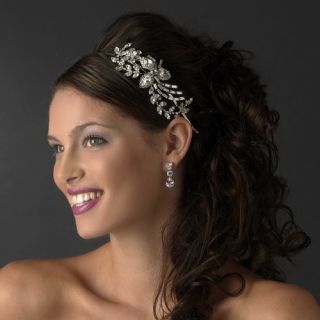 New Silver Plated Side Accent Rhinestone Bridal Headband