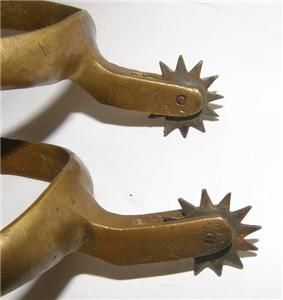Vintage Pair Brass Boot Spurs Complete with Leather Straps
