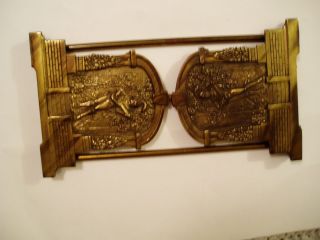 VINTAGE EARLY 1900S EXPANDABLE BRASS BOOKENDS BOOKRACK FIGUREAL DESIGN