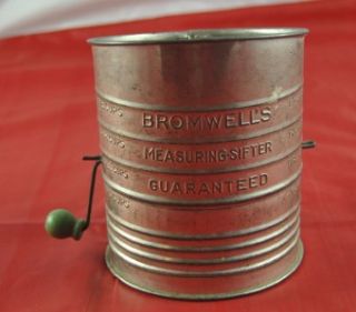 Vintage Bromwells Measuring Flour Sifter Guaranteed Tin Metal Kitchen 