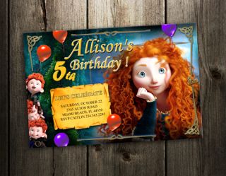 Brave Merida Disney Birthday Party Invitation Photo Card Custom 