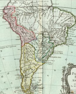Atlas Brion South Latin America Brazil  Map Original Copper 