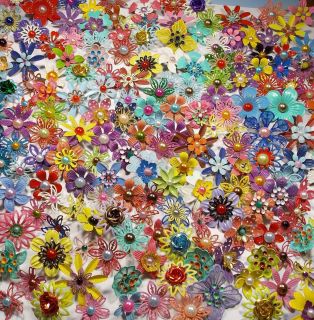 Lot of 500 Small Colorful Enamel Metal Flower Brooches Pins