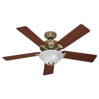 Hunter The Brookline 52 Antique Brass Ceiling Fan with Light 22455 